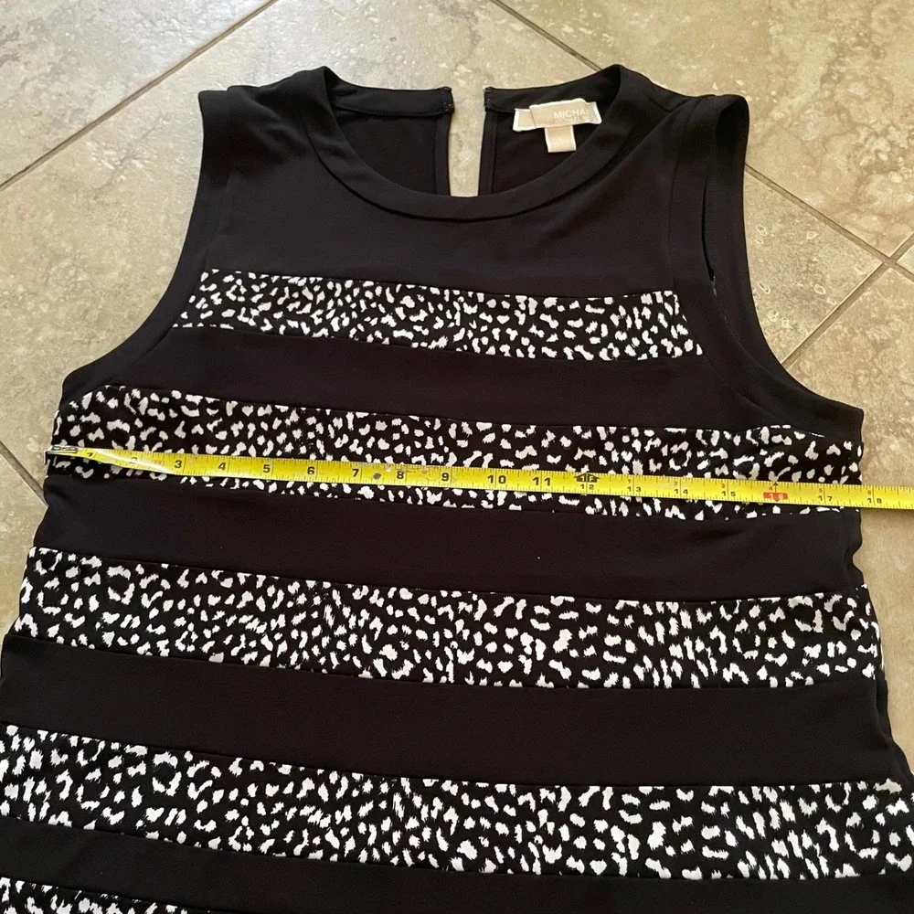 Michael Kors Womens Large Black White Spotted Animal Print Sleeveless‎ Dress L